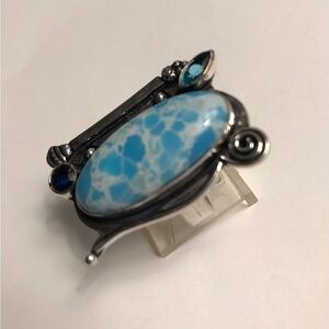Larimar Blue Topaz Stamped 925 Sterling Silver Ring